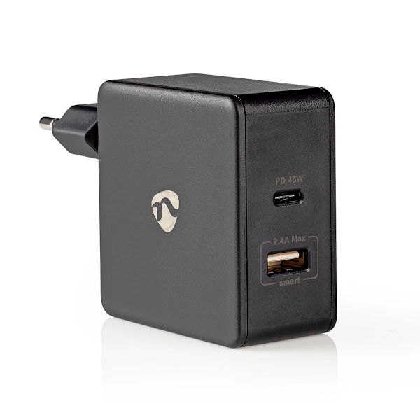 Väggladdare | 57 W | Snabbladdnings funktion | 2.25 A / 2.4 / 3.0 A | Antal utgångar: 2 | USB-A / USB-C™ | Utan kabel | Automatiskt val av Spänning