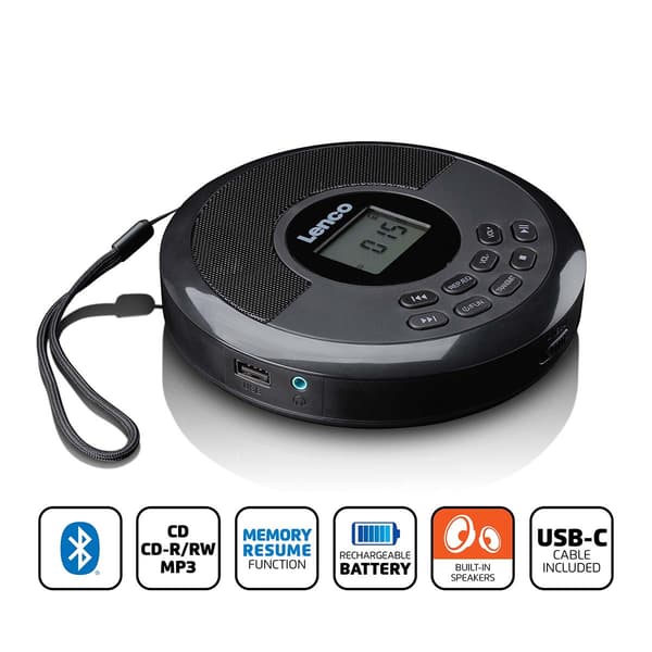 Bluetooth Discman med indbyggede højttalere og USB-afspilning