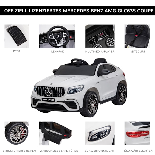 Mercedes-Benz Amg Gla45 Licenseret Børnekøretøj Elbil Med Fjernbetjening, Mp3, Sikkerhedssele, 37-60 Måneder, Hvid