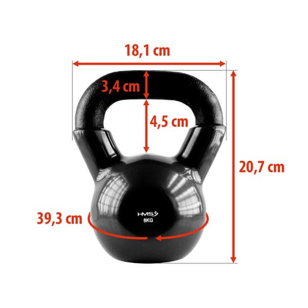 8 kg Støbejern Kettlebell – Sort