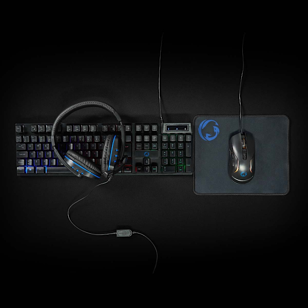 Gaming Combo Kit | 5-i-1 | Tangentbord, headset, mus och musmatta | Svart | QWERTY | ND Layout