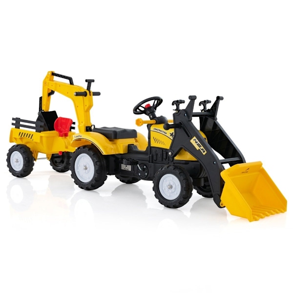 3-in-1 lasten ajettava puskutraktori 6 pyörällä 178 x 42 x 60 cm keltainen