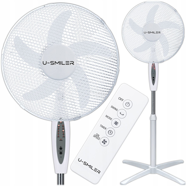 Gulvventilator med fjernbetjening – 3 hastigheder, oscillation, timer