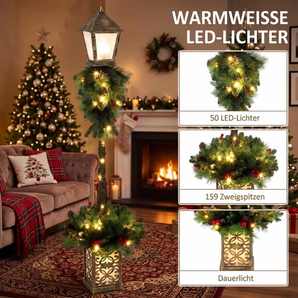 Udendørs julelanterne med 50 varme hvide LED'er, 150 cm