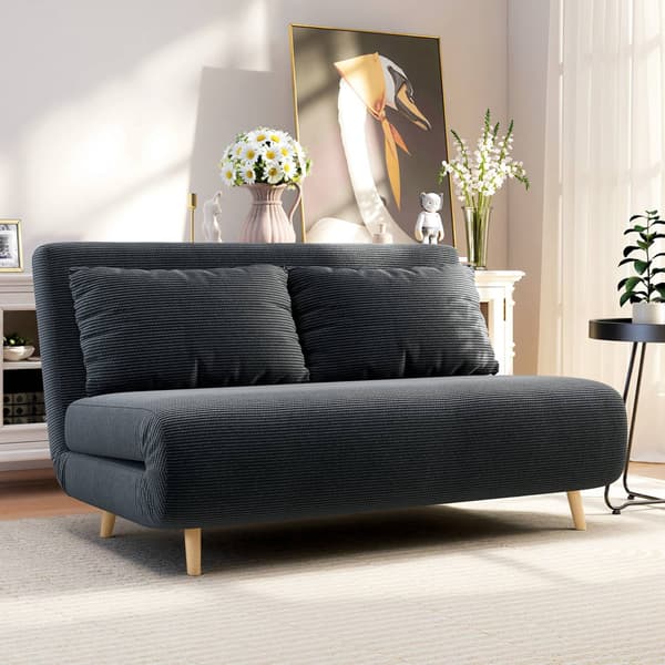 Konvertibel bäddsoffa, justerbart ryggstöd, mörkgrå, 141x90x81 cm
