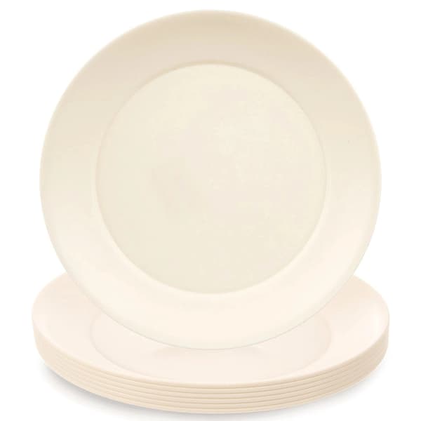 Plastdesserttallrikar, gräddfärgade, 20,5 cm, set om 6