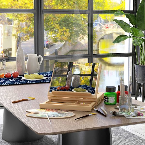 Maalausteline Paarit Runko Matkalaukku Maalausteline Studio Maalausteline Kulma Säädettävä Taitettava Laatikolla Luonnon Pyökki