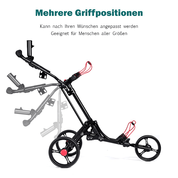 3-hjulet golfvogn golfvogn golf foldbar enkel push and pull vogn sort