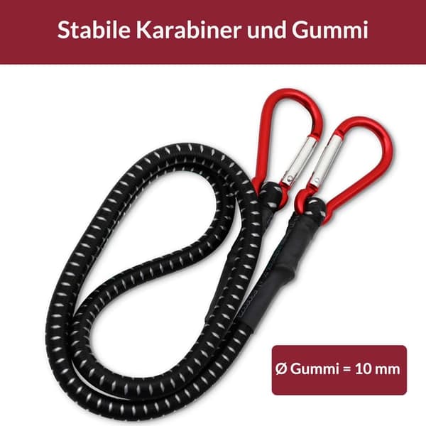 Bungee-lina med karbinhakar, 80 cm x 10 mm, 2-pack