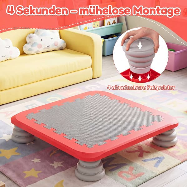 Mini-studsmatta för barn, 64 cm, halkfri, röd