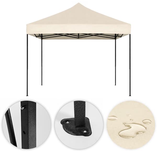 Automatisk 3x3m haveeventtelt, beige, højdejusterbart