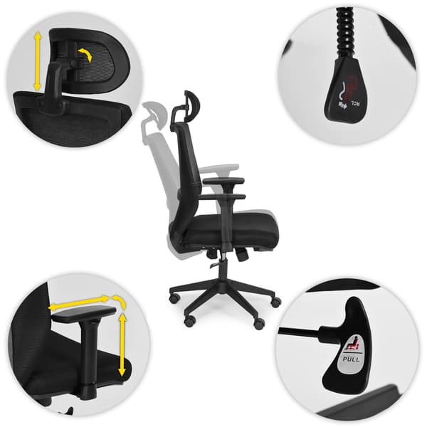 Ergonomisk sort kontorstol med justerbar højde og netryg