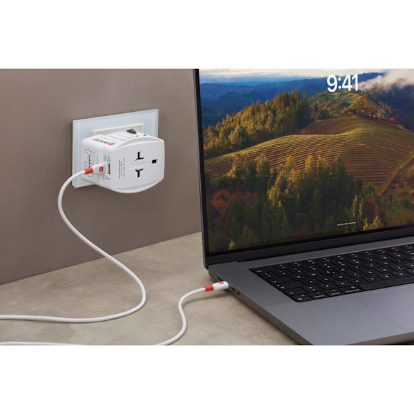 Verdensrejseadapter MUV USB AC65PD USB-A+USB-C PD 65W Ujordet