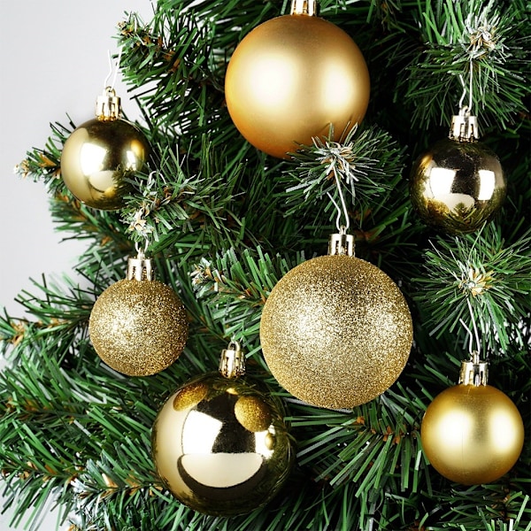 Sprængsikre julekugler guld 4/6 cm 100 stk.