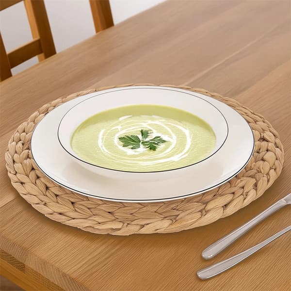 Porcelænstallerken, hvid, 27 cm, sort kant