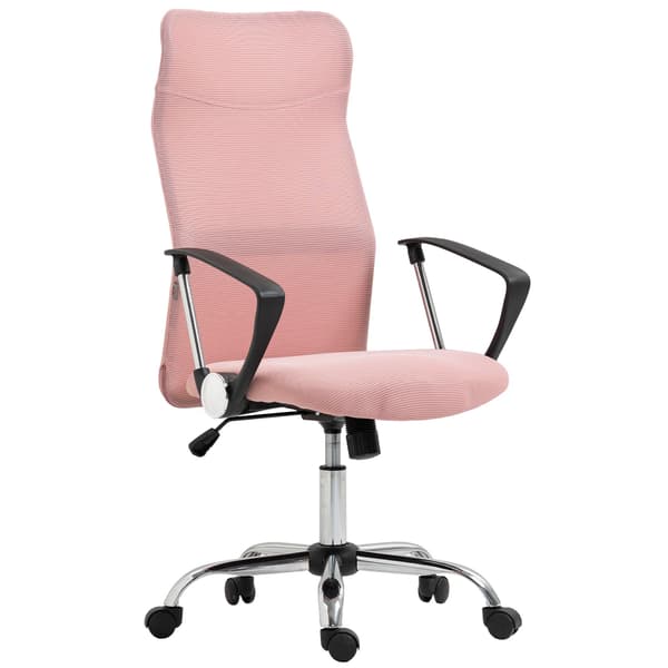 Ergonomisk kontorstol, høj ryg, lyserød, netstof