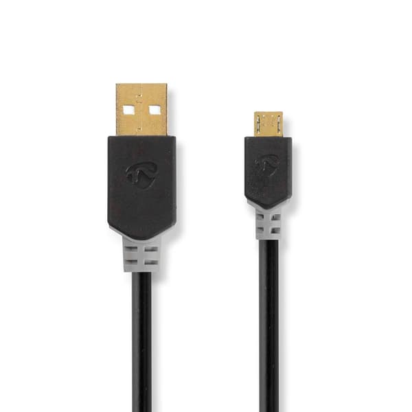 USB-kabel | USB 2.0 | USB-A Han | USB Micro-B han | 480 Mbps | Guldplateret | 2.00 m | Runde | PVC | Antracit | Box