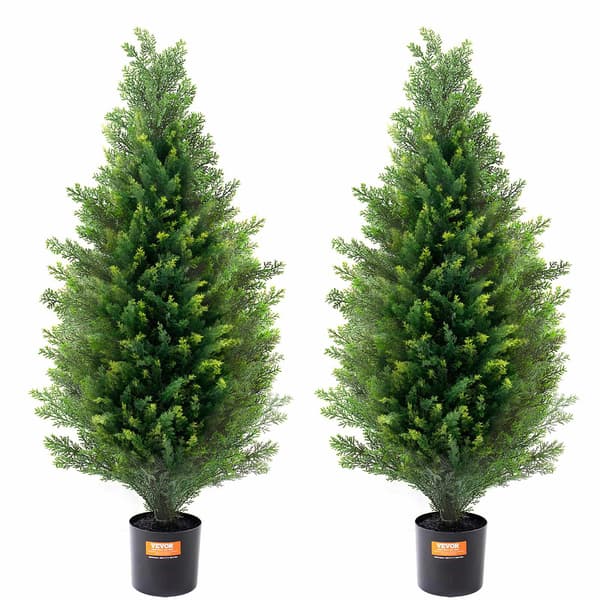 Konstgjorda cederträd, topiary, 91 cm, 2-pack, UV-klassade