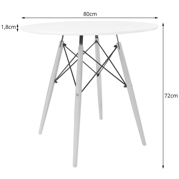 Moderni puinen pyöreä pöytä 80 cm - musta/musta jalat 80 cm