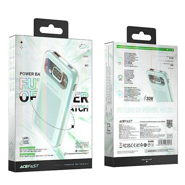 Powerbank 10000mAh Sparkling Series snabbladdning 30W grön