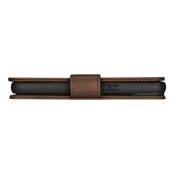 2-i-1 läder Flip Cover iPhone 14 Anti-RFID oljevax plånboksfodral mörkbrunt
