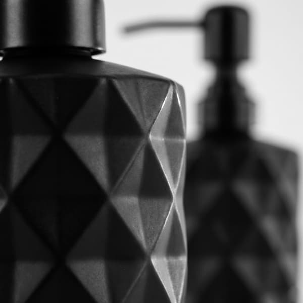 Sæbedispensere i glas, 2-pakning 350 ml, sort rustfri pumpe