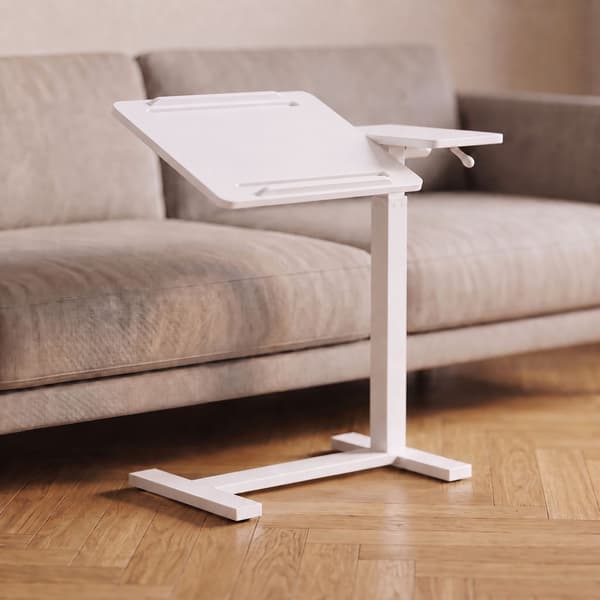 Höjdjusterbart ståbord med hjul – Vitt