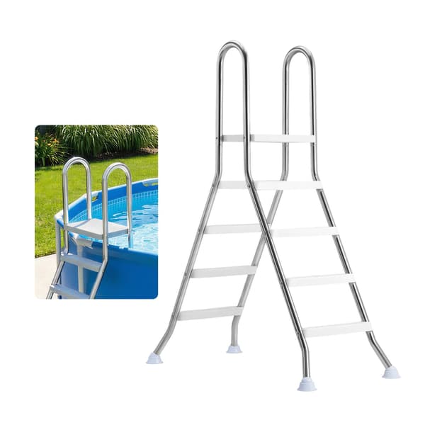 Stige til overjordisk pool, 4-trins rustfri A-ramme, 150 kg