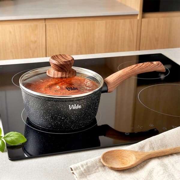Non-stick granitkastrull med glaslock, 16 cm, 1,2 l