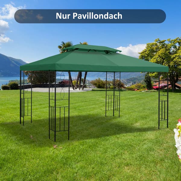 Erstatningstag Lysthustag Til Havepavillon, Polyester, 3X4M, Grøn