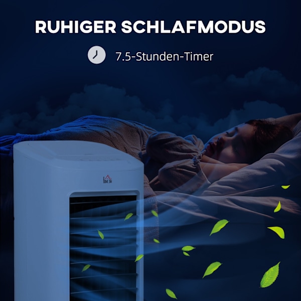 3 i 1 mobil luftkonditionering med befuktning Vattenkylning, automatisk oscillerande 7L luftkonditionering med 7,5h timer, 3 hastigheter 65W luftkylar