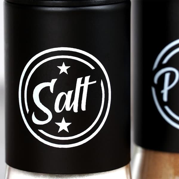 Sorte glas salt- og pebershakere, 2 stk.
