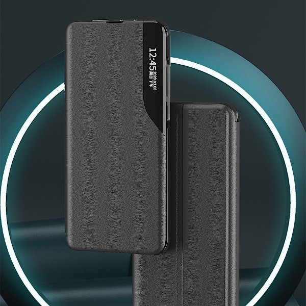 Kotelon suojus Samsung S24+:lle läpällä ja jalustalla Eco Leather View Case musta