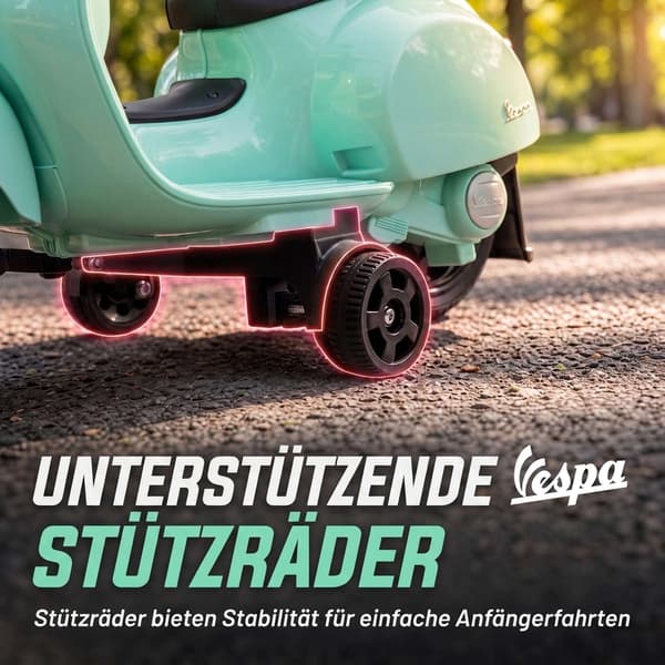 Elektrisk børne-Vespa – Grøn, 18-36 måneder
