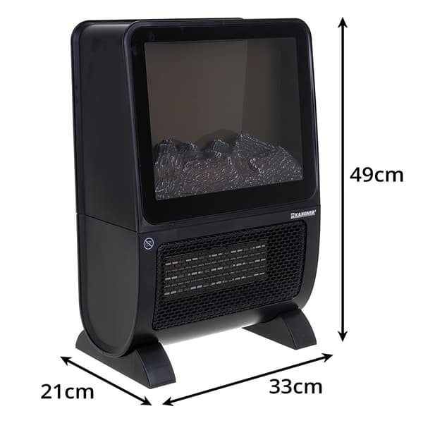 Elvärmare med 3D-flameffekt, 2000W, fjärrkontroll
