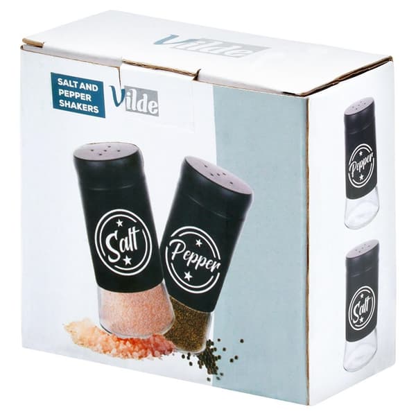 Sorte glas salt- og pebershakere, 2 stk.