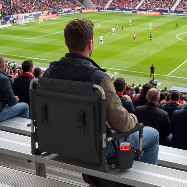Stadionsæde med ryglæn, foldbart, kopholder, rødt