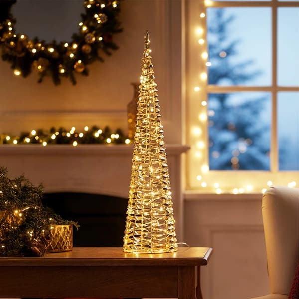 LED-julgran med kon, guld, 60 cm, timerfunktion