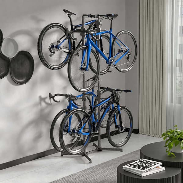 Fristående elcykelställ med korg, justerbara armar