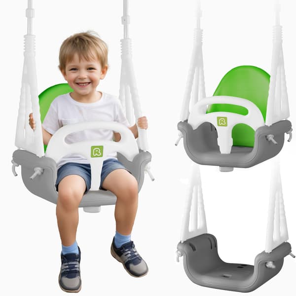 Ricokids Elephant 3in1 ämpärikeinu, harmaa ja vihreä