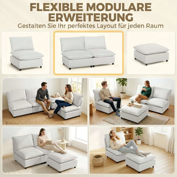 2-istuttava modulaarinen sohva, 146 cm keinonahka, harmaa