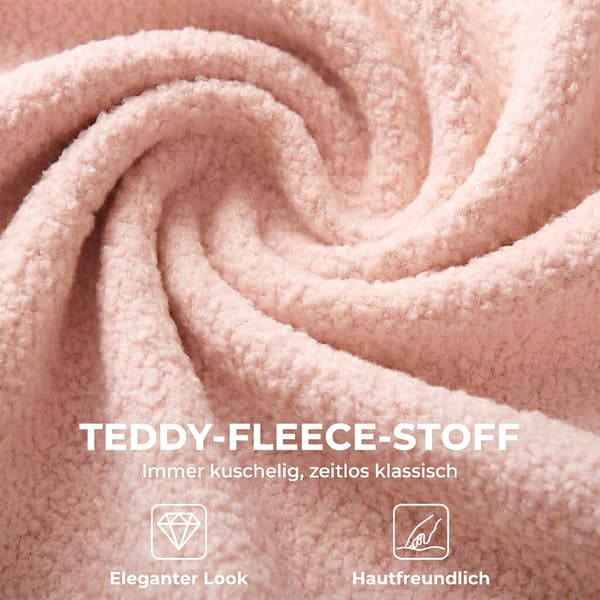 Drejelig kontorstol, lyserød teddyfleece, højdejusterbar