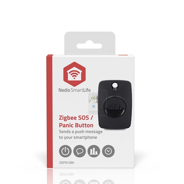 Smart Panic Knapp | Zigbee 3.0 | Batteritypsenergi: CR2450 | Svart