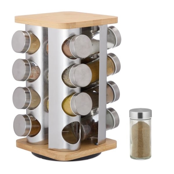 Roterende krydderikarrusel med 16 glas