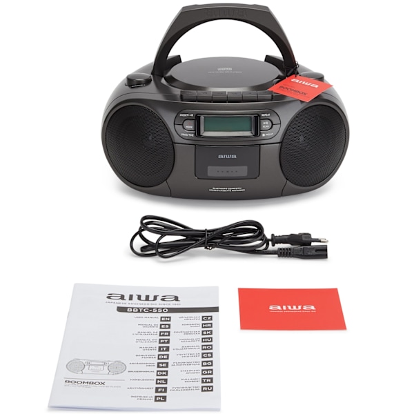 Kassetteradio CD/FM-radio/kassettebånd/USB/BT Sort