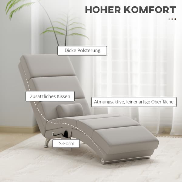 Elektrisk massagefåtölj, krämvit, värme och vibration