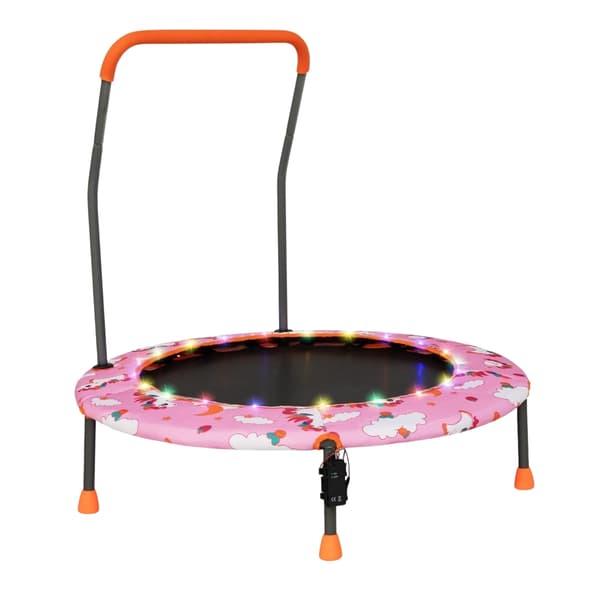 Barntrampolin med LED-lampor och avtagbart handtag