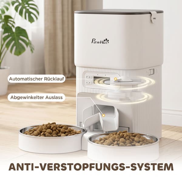 Automatisk kattefoderautomat, 4L timer, 2 skåle i rustfrit stål