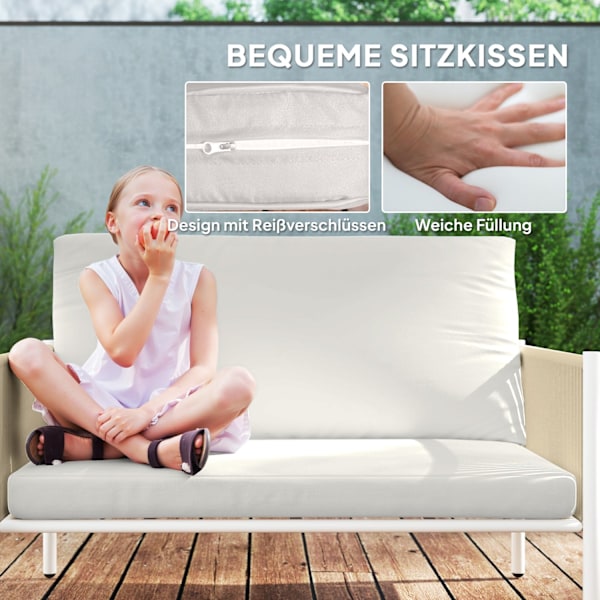 Havemøbelsæt af polyrattan loungesæt med 2 sofastole glasbordhynder vejrbestandig siddegruppe til 4 personer udendørs altanmøbelsæt havemøbler til hav