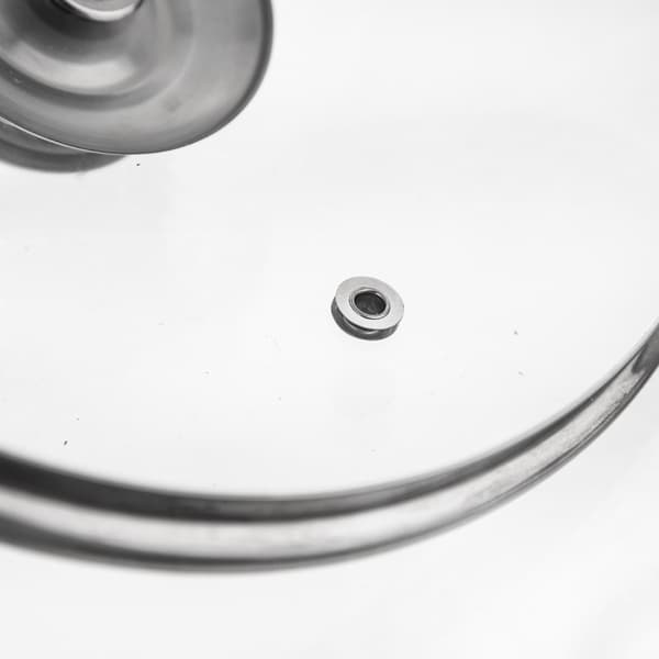 Glaslåg med rustfri stålkant og dampventil